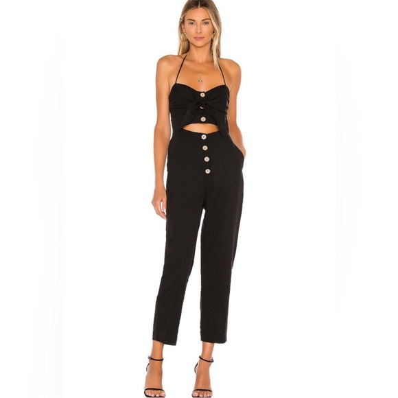 MAJORELLE Pants - MAJORELLE Black Tapered Jumpsuit with Cutout
